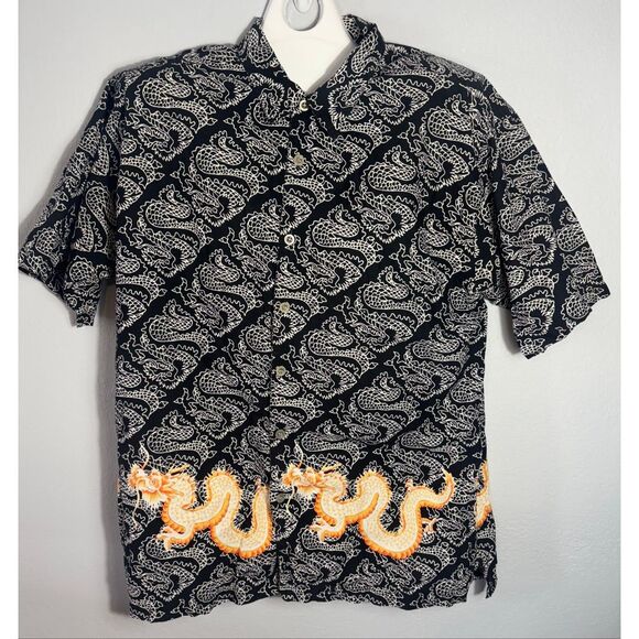 Jordin Sportswear Shirt Men XL Dragon Serpent All Over Print Y2K 90s Rockabilly - Picture 2 of 6